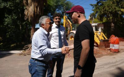 Allasino y Cornejo recorrieron una obra histórica de saneamiento que ya se ejecuta en Perdriel