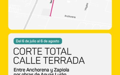 Corte total en calle Terrada por obras de Aguas Luján